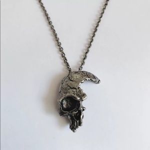 Cool Gothic Half Skull Bronze Necklace